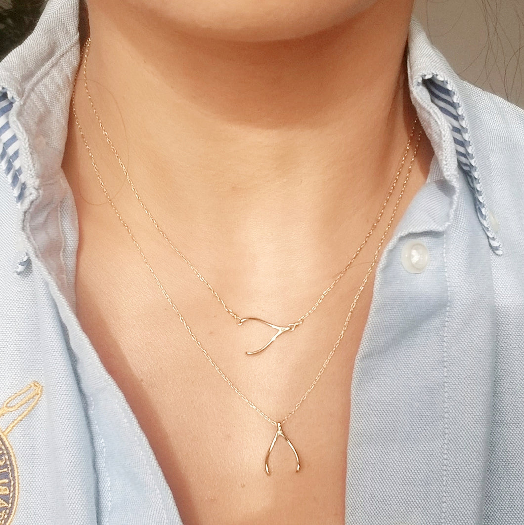 Wishbone necklace / Sideway wishbone necklace