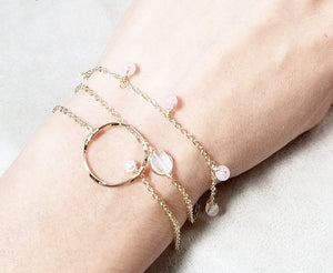 Rose quartz  dangle  bracelet