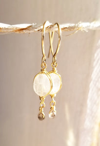 Moonstone minimalist gold earring