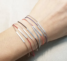 Load image into Gallery viewer, Silver bar Silk cord bracelets
