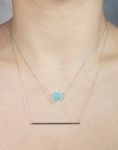 Color of gem stone minimalist necklace / Bar necklace