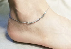Mini square metal bead anklet