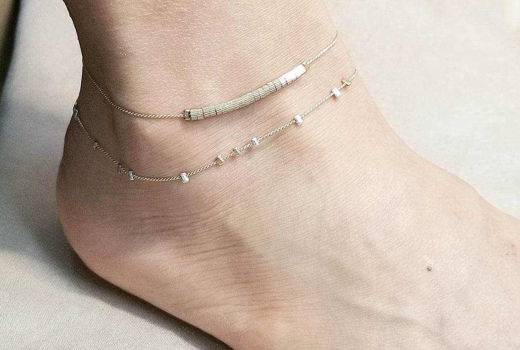 Unique Mini bead anklets / Serrated bead anklet