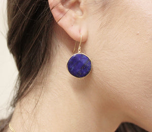 Lapis lazuli big gem stone earring