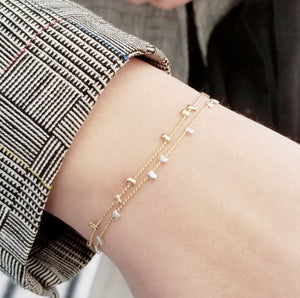 Two tone delicate gold chain bracelet