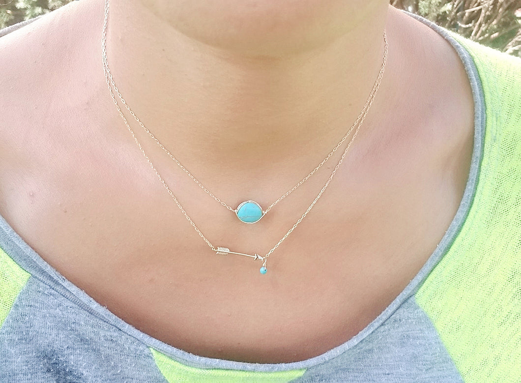 Turquoise necklace/ Arrow necklace