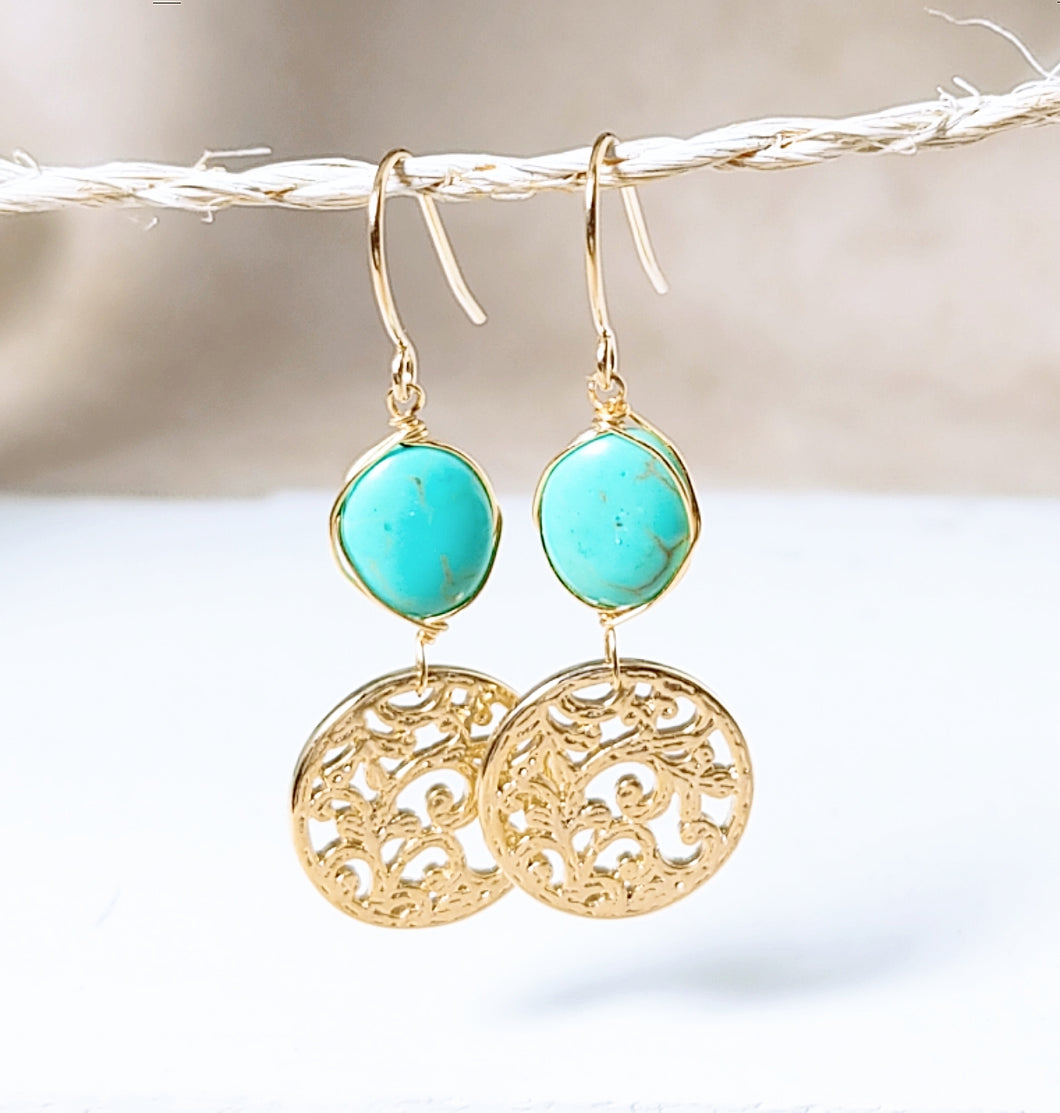 Special Design symbol turquoise earring