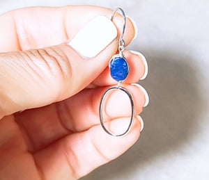 Lapis lazuli minimalist earring