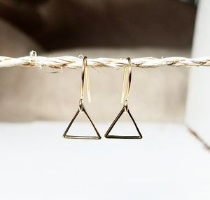 Minimalist gold  triangle earring