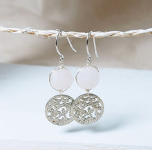 Load image into Gallery viewer, Special Design symbol rose quartz earring
