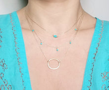 Load image into Gallery viewer, Mini turquoise necklace  / Turquoise dangle necklace /  Bar necklace
