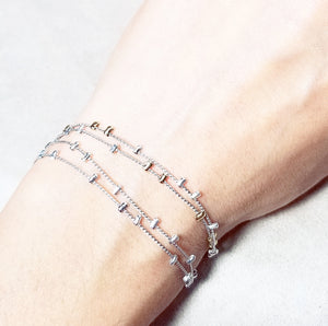 Two tone metal bead delicate bracelet