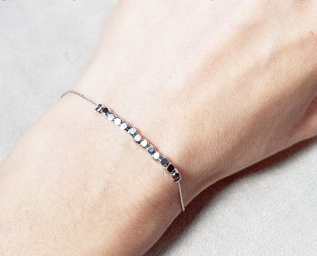 Mini square metal bead bracelet