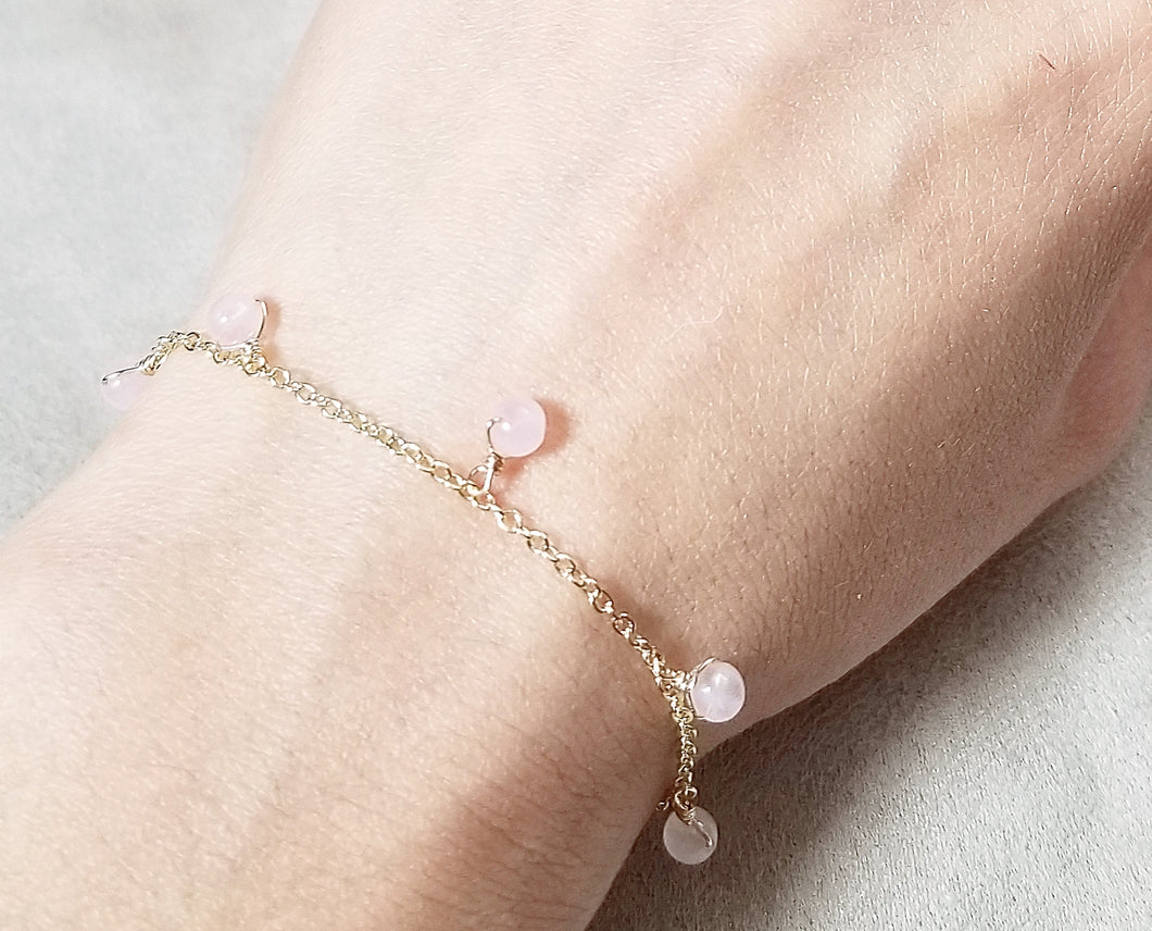 Rose quartz  dangle  bracelet