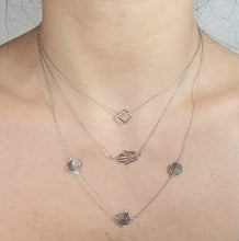Load image into Gallery viewer, Labradorite station necklace /Hamsa necklace /Mini square necklace
