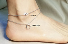 Load image into Gallery viewer, Evil eye anklet / Crescent anklet

