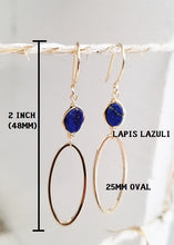 Load image into Gallery viewer, Lapis lazuli minimalist gold earring
