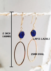Lapis lazuli minimalist gold earring