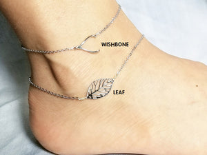 Wishbone anklet / Leaf anklet