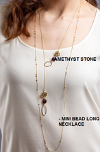 Load image into Gallery viewer, Amethyst gem stone lariat / Mini bead long necklace

