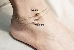 Evil eye anklet / Wishbone anklet