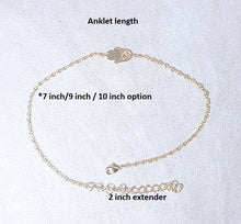 Load image into Gallery viewer, Gold Hamsa  anklet / Moon anklet / White pearls dangle anklet
