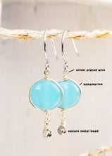 Load image into Gallery viewer, Aquamarine silver dangle earring
