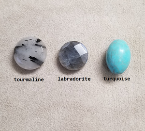 Tourmaline coin shape earring/ Turquoise earring/ Labradorite earring