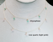 Load image into Gallery viewer, Chrysoprase dangle necklace / Rose quarts dangle necklace
