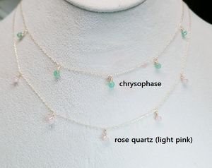 Chrysoprase dangle necklace / Rose quarts dangle necklace