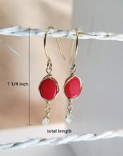 Load image into Gallery viewer, Red coral minimalist earring
