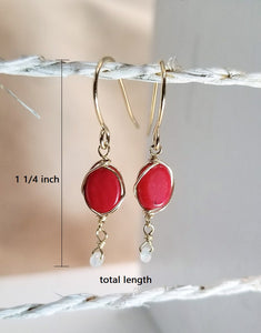 Red coral minimalist earring