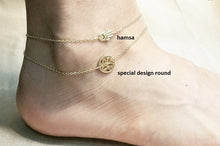 Load image into Gallery viewer, Hamsa gold anklet / Unique design round anklet
