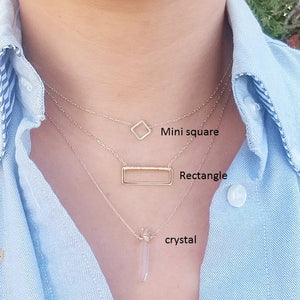 Mini square necklace / Rectangle necklace / Crystal necklace