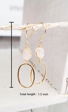 Load image into Gallery viewer, Moonstone gold oval dangle earring
