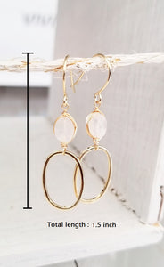 Moonstone gold oval dangle earring