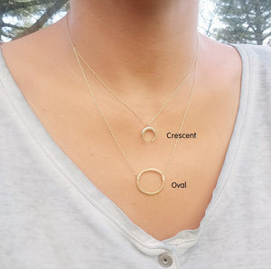 Crescent necklace / Oval shaped necklace