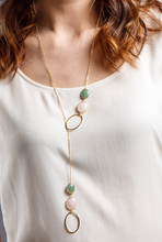 Load image into Gallery viewer, Rose quartz long lariat necklace
