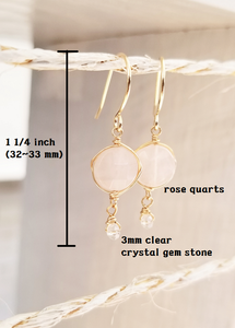 Rose quartz minimalist gold earring