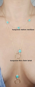 Turquoise station necklace / Turquoise lariat necklace
